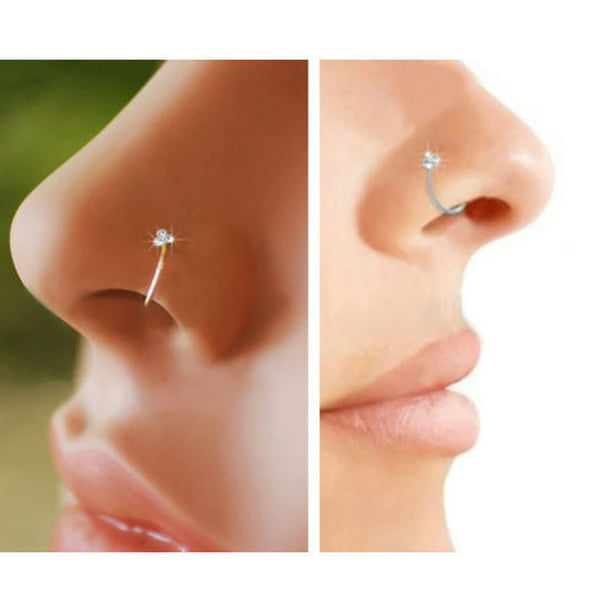 Crystal Rhinestone Stainless Steel Nose Ring Body Piercing Bone Stud Jewelry GA 